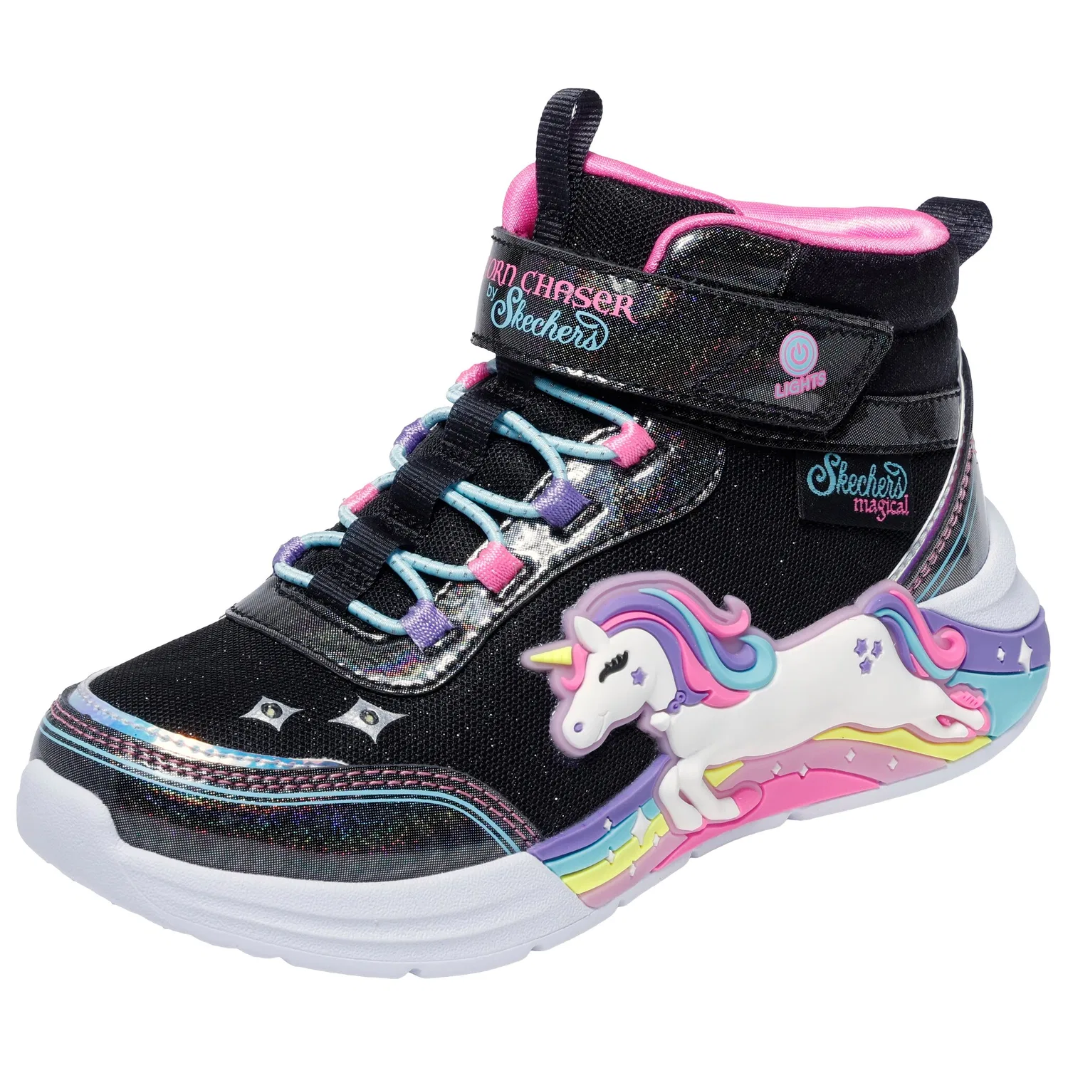 Детские кроссовки с блестками и единорогом Skechers, Black/Multi