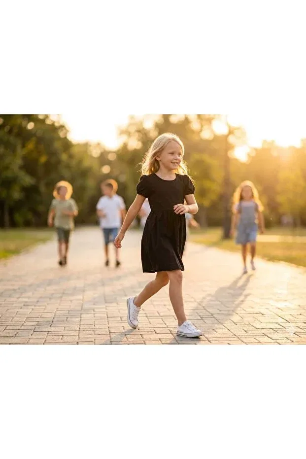 Детское платье для девочек хлопковое Hilal Akıncı Kids, Black — фото 3