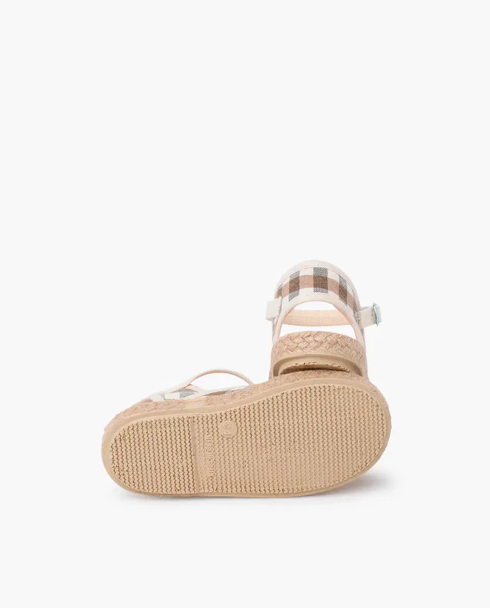 Детские эспадрильи для девочек с принтом Vichy Plaid Pisamonas, Beige — фото 3