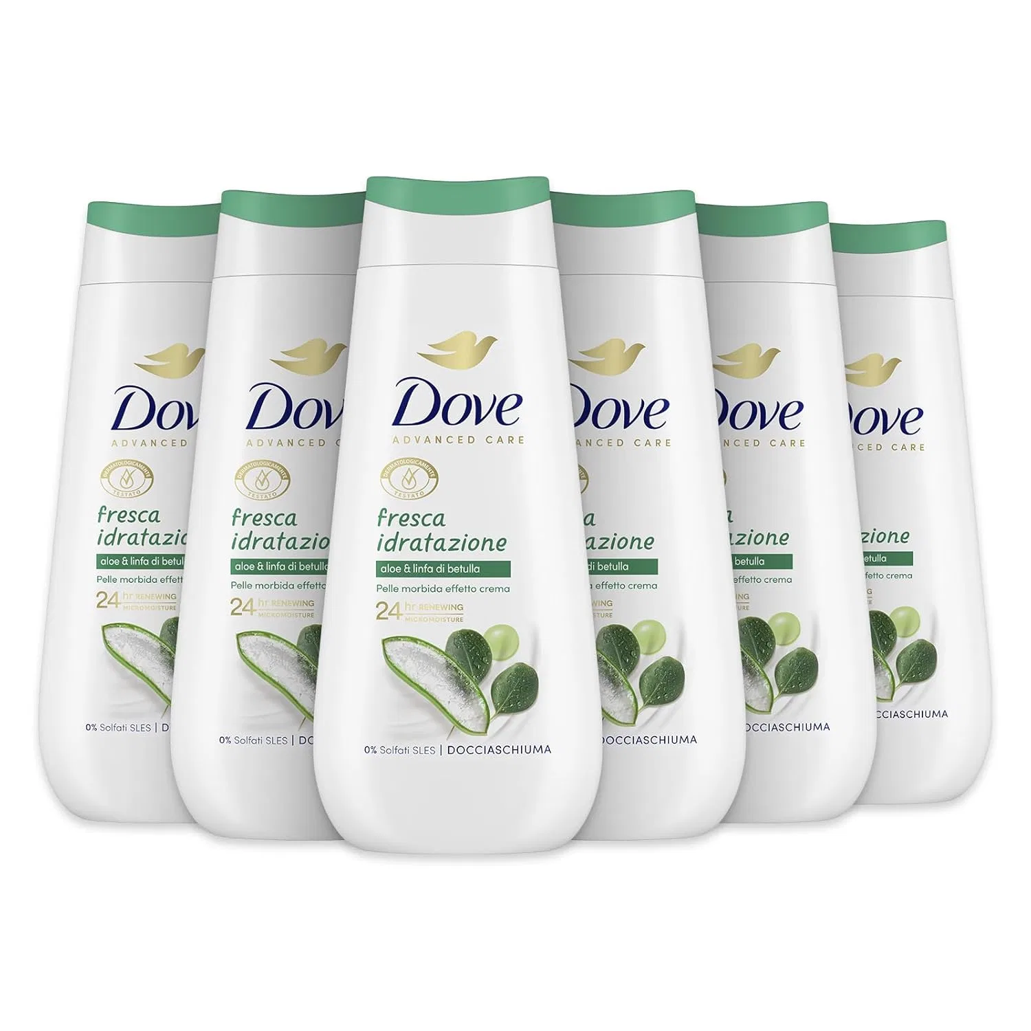 Гель для душа увлажняющий Dove Fresh Moisturising, 6 шт по 225 мл, Алоэ Вера