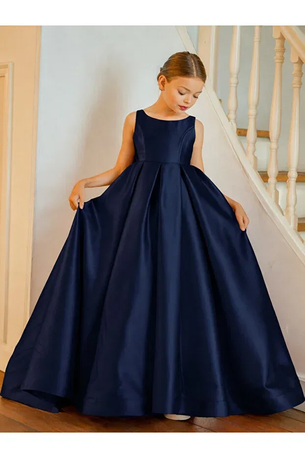 Детское вечернее платье для девочек с длинным рукавом Miço Kids, Navy Blue