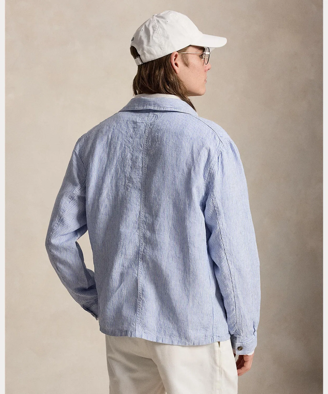 Мужская льняная рубашка оверсайз с длинным рукавомPOLO RALPH LAUREN, Синий — фото 4