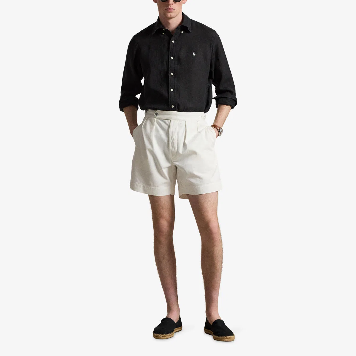 Льняная рубашка с вышитым логотипом Polo Ralph Lauren, черный — фото 2