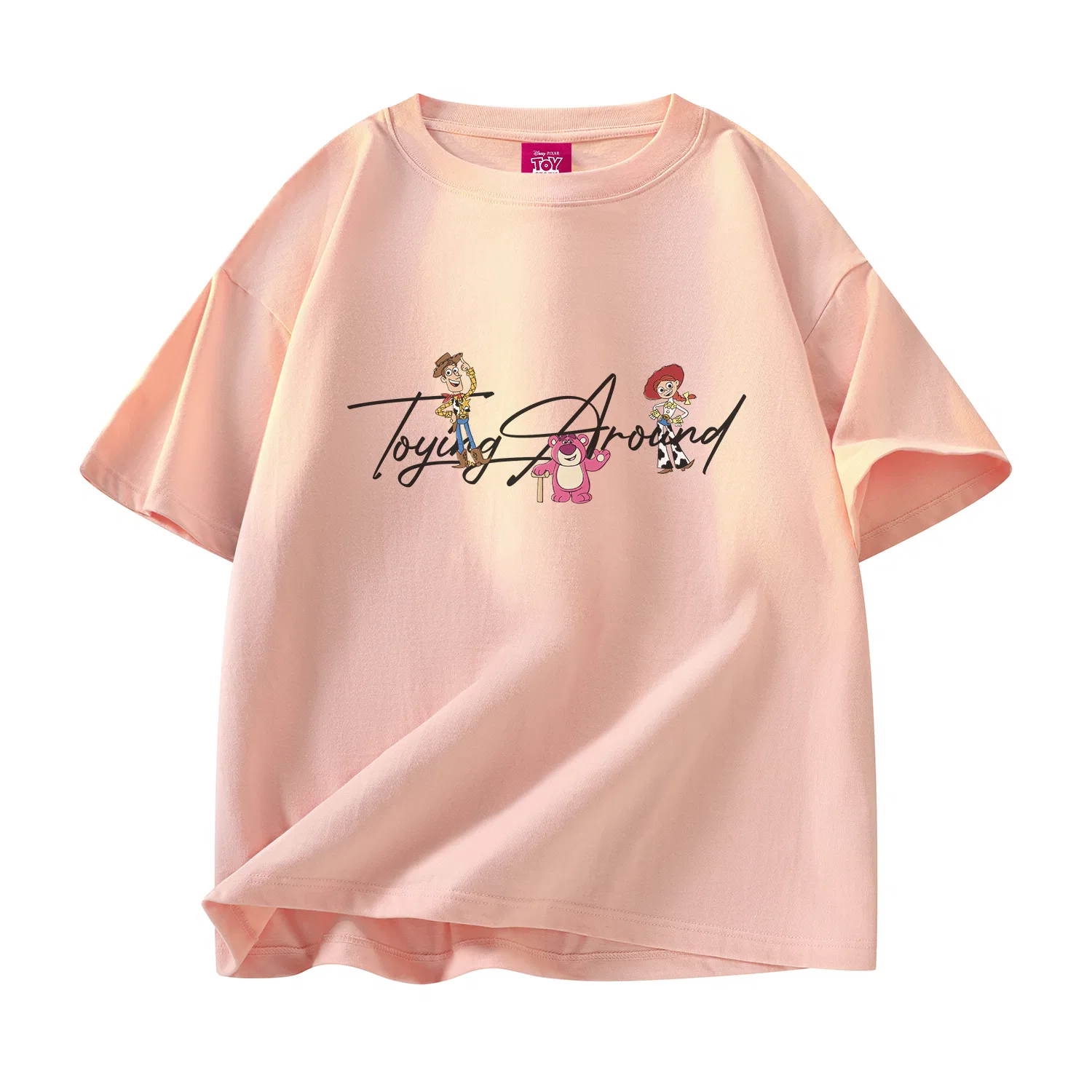 Детская футболка хлопковая Disney Unisex Crew Neck Thin Straight Fit, Pink