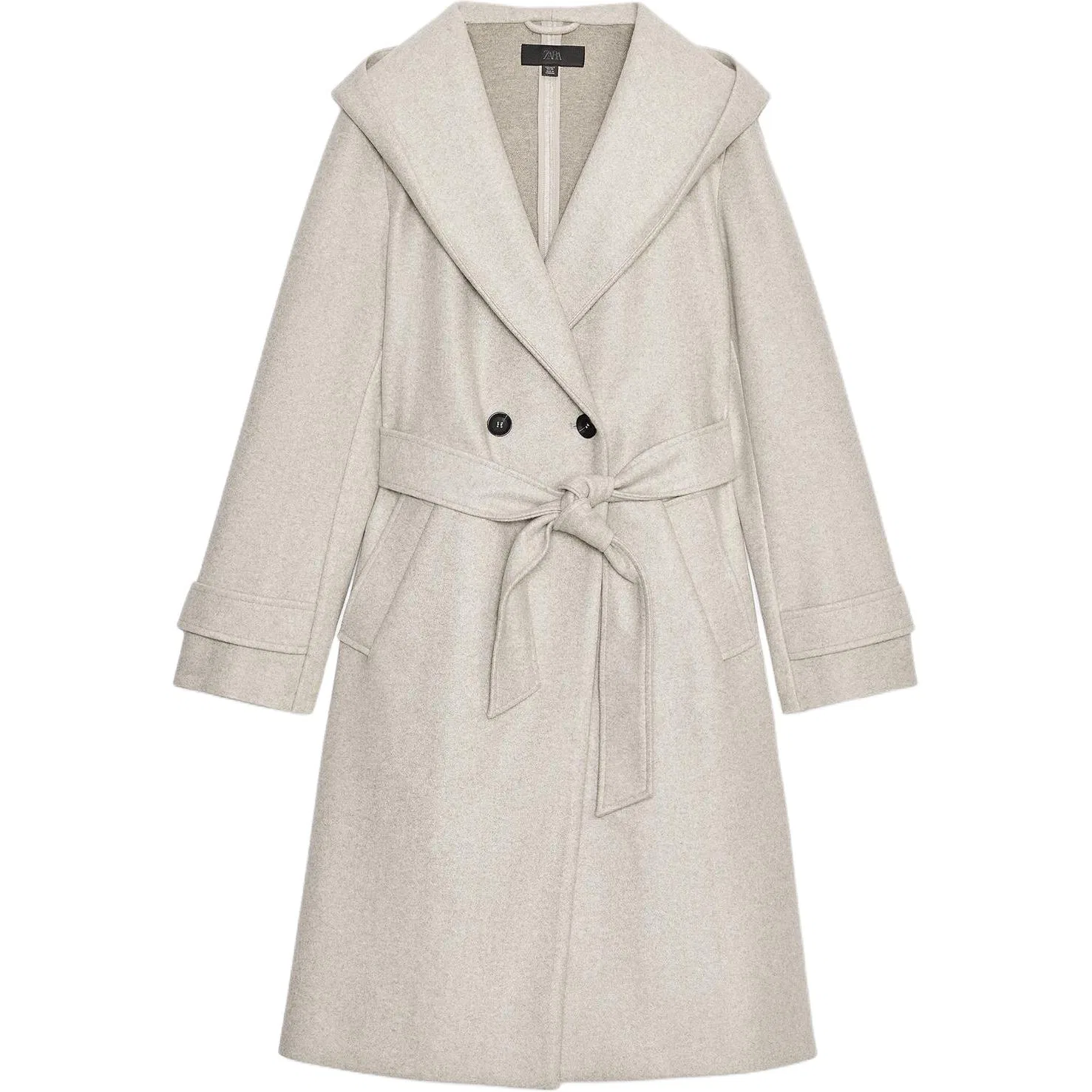 Женское пальто с капюшоном Beige ZARA, Бежевый