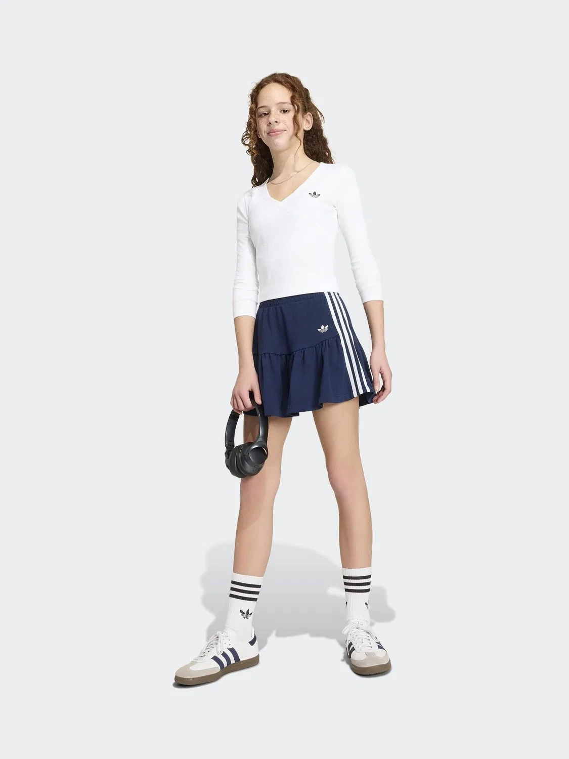 Футболка с длинным рукавом, облегающая, adidas Originals, белый — фото 3
