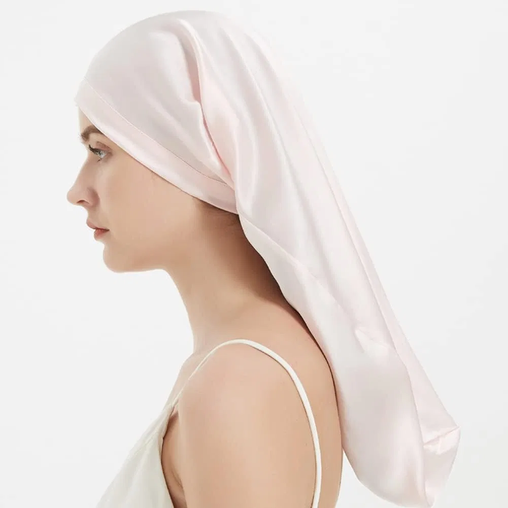 Шелковая шапочка для сна NALEINING, 100% тутовый шелк, 35 г, 06 Light Pink — фото 3
