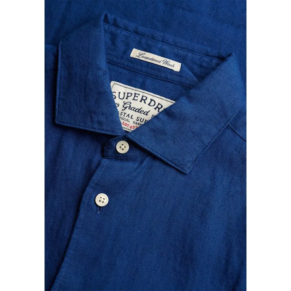 Рубашка с коротким рукавом Riviera Linen Superdry, синий — фото 4