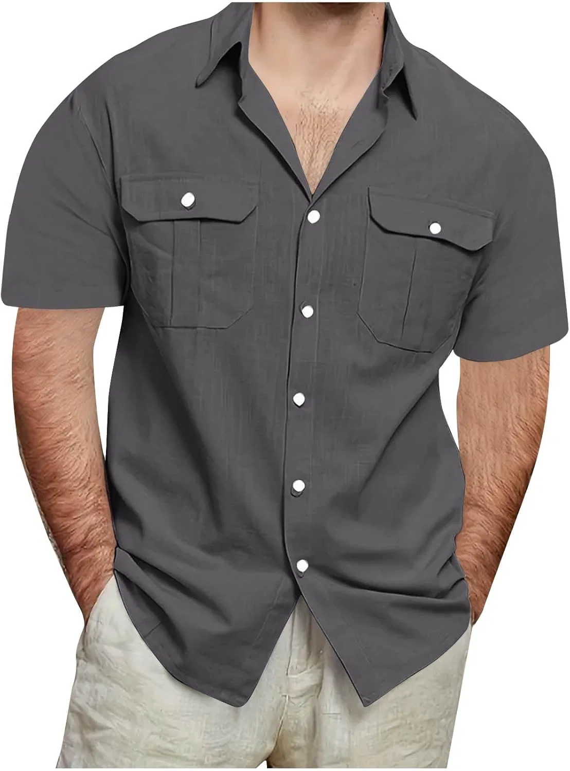 Мужская футболка с карманами Cotton Linen Tactical, Dark Gray