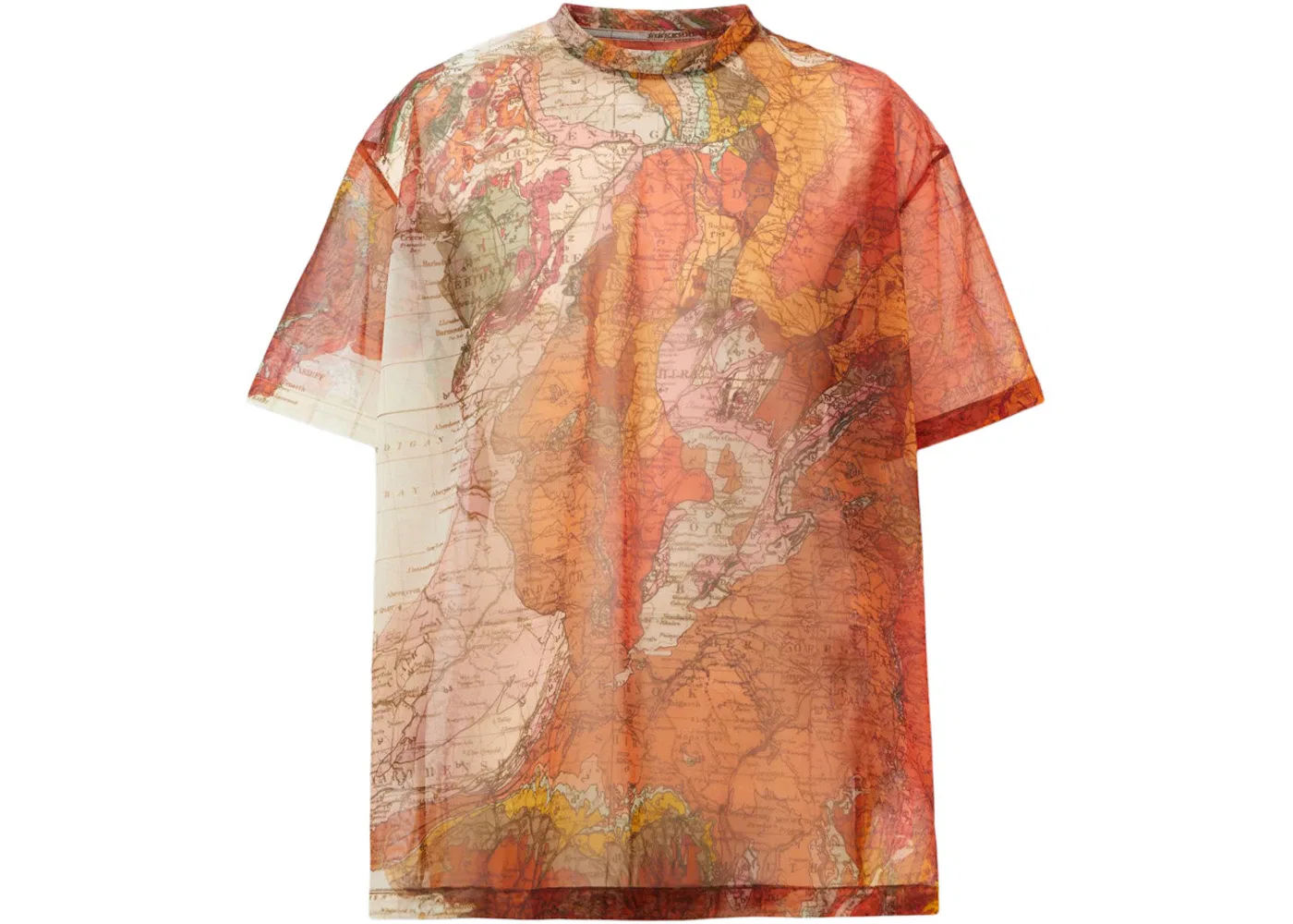 Мужская футболка с принтом Map Print Burberry, Bright Orange