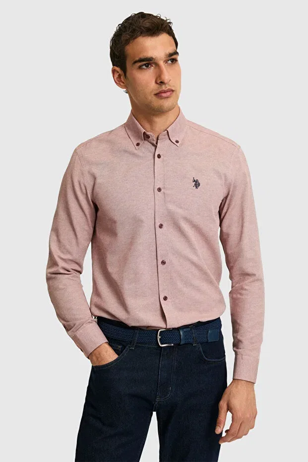 Мужская рубашка с длинным рукавом Basics U.S. Polo Assn., Cherry