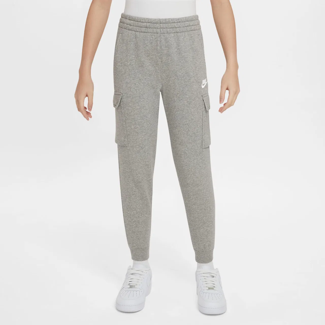 Брюки карго для мальчиков Club Fleece LBR Nike, цвет Dark Grey Heather/White