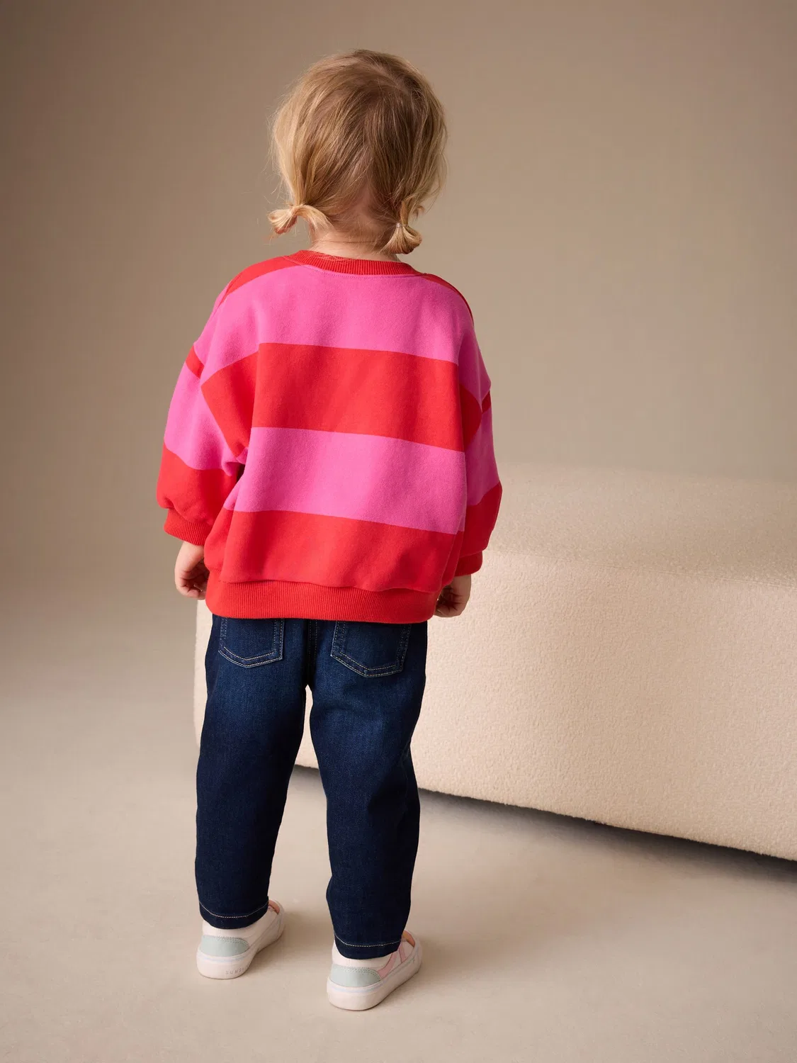 Свитшот с полосатым принтом, Red/Pink Stripe Crew Neck Next, красный/розовый — фото 3
