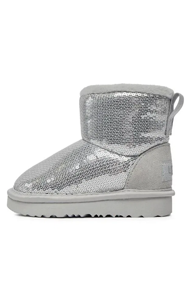 Детские ботинки для девочек с коротким каблуком Ugg, Silver — фото 3