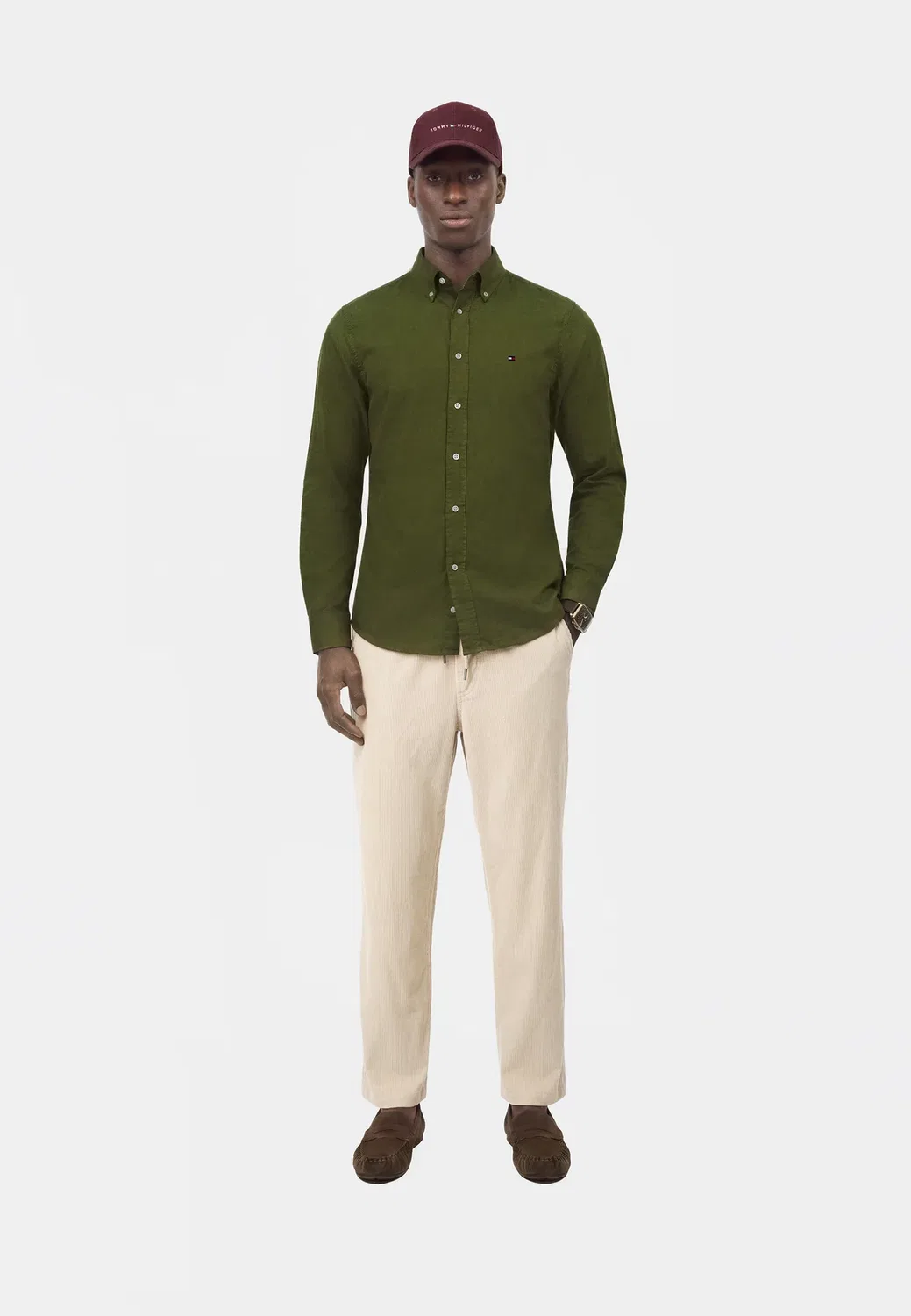 Рубашка из фланели Flex однотонная RF - рубашка Tommy Hilfiger, Huntsman Green — фото 2
