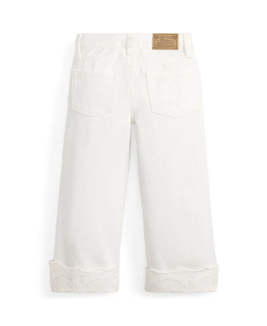 Джинсы из хлопкового денима с широкими штанинами и вышивкой Eyelet Cuff Polo Ralph Lauren, Tussa Wash — фото 2