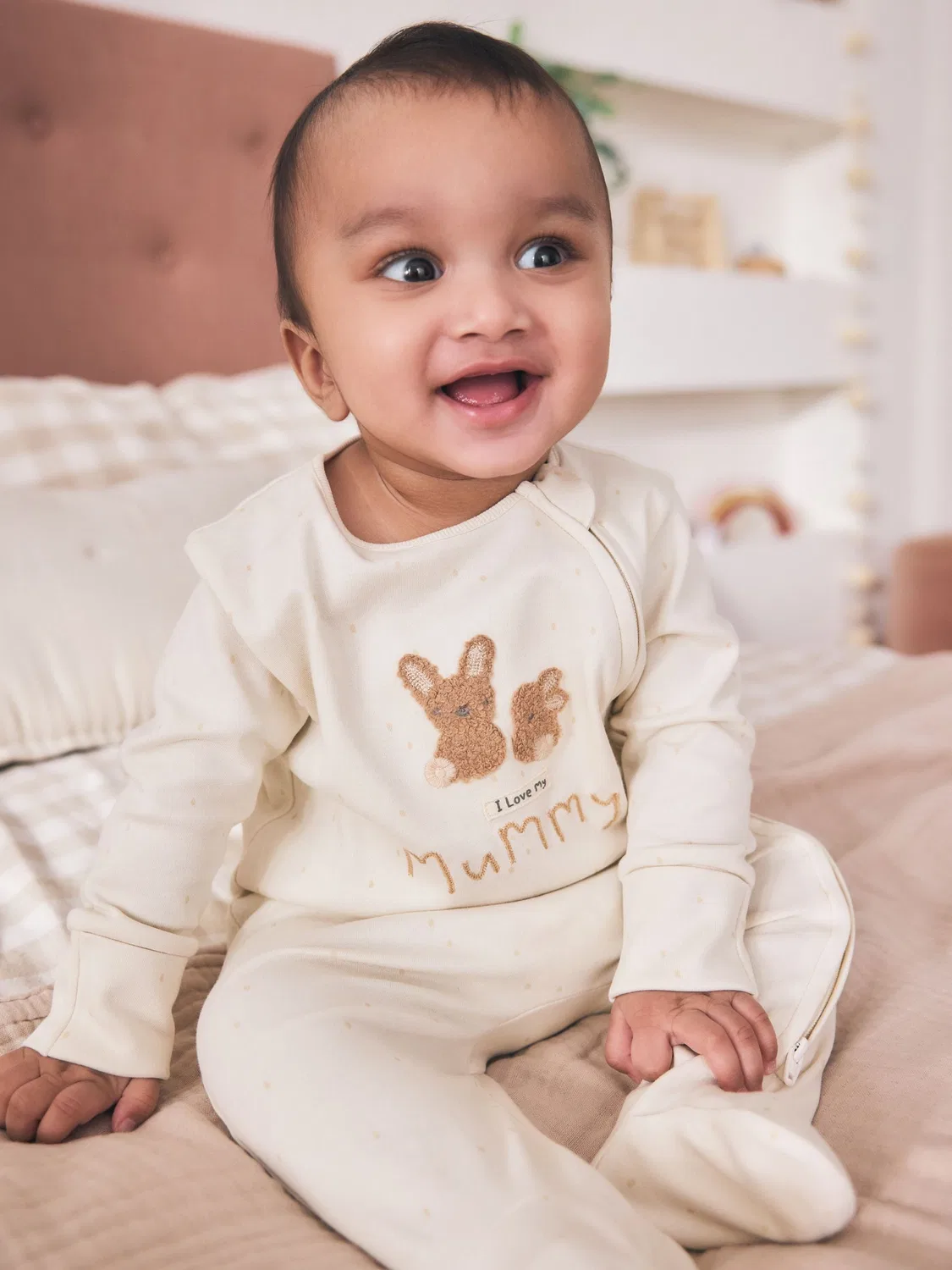 Нейтральный детский пижамный комбинезон I Love My Mummy на двусторонней молнии (0-18 мес.) Next, Neutral I Love My Mummy — фото 3
