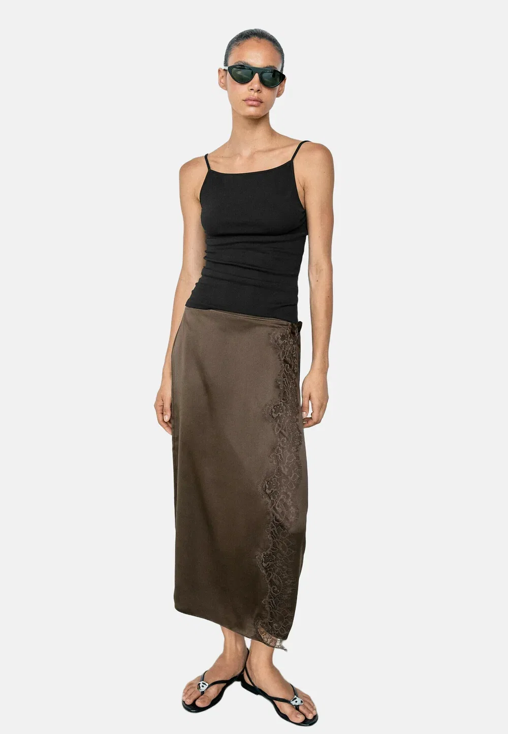 Топ-Майка из смесовой хлопковой ткани Massimo Dutti, Black