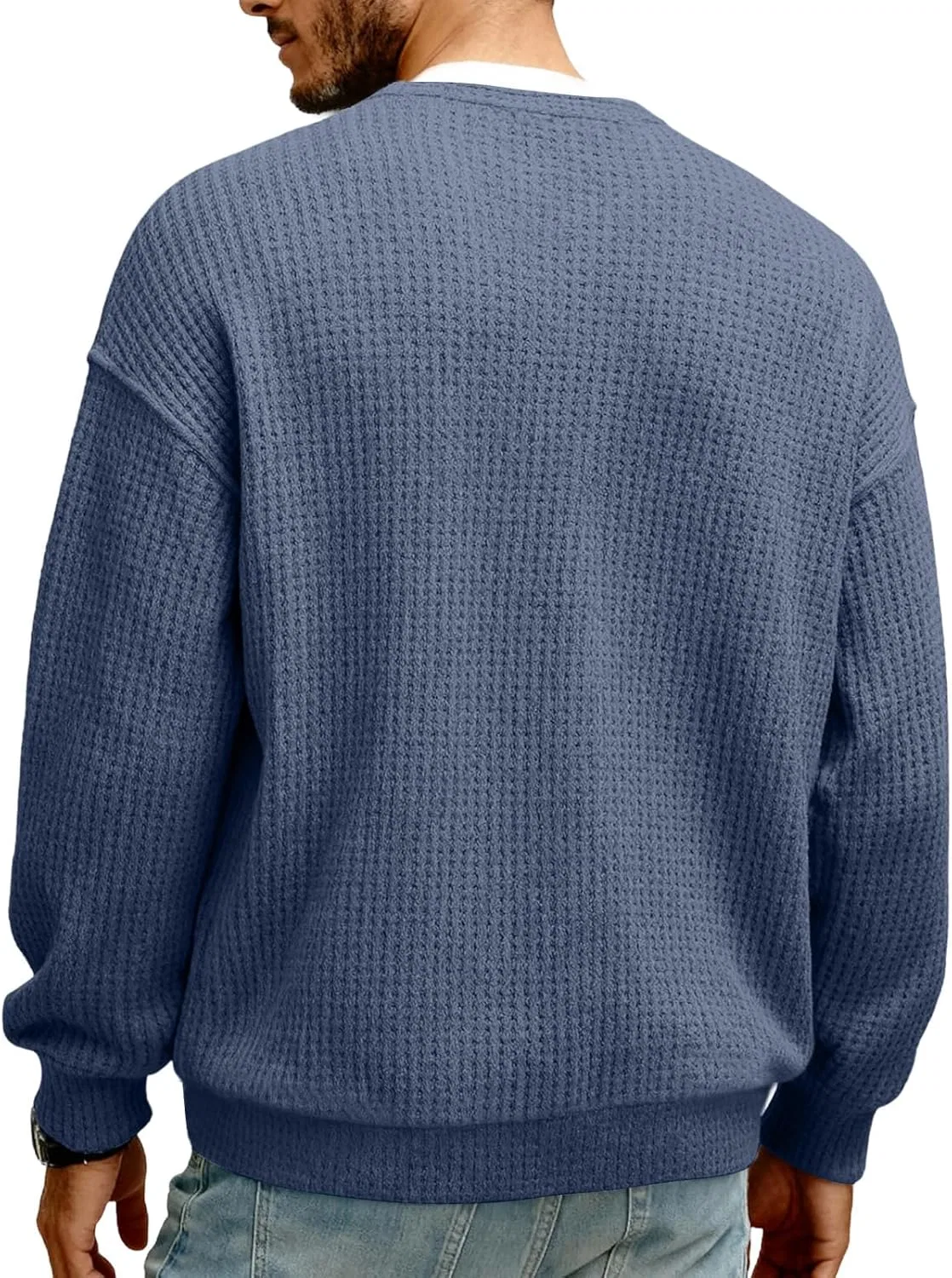 Женская длинная футболка с воротником-хенли Waffle Knit, Navy — фото 4