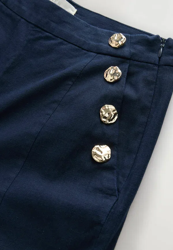 Брюки из льна Next Navy Blue, темно-синий — фото 4