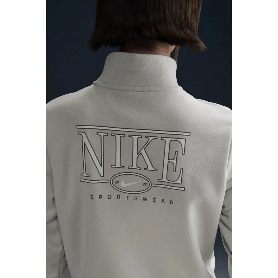 Свитшот женский с четвертью фермуаром и высоким воротом Club Fleece Mock Gx Qz Top Nike, Кремовый — фото 2