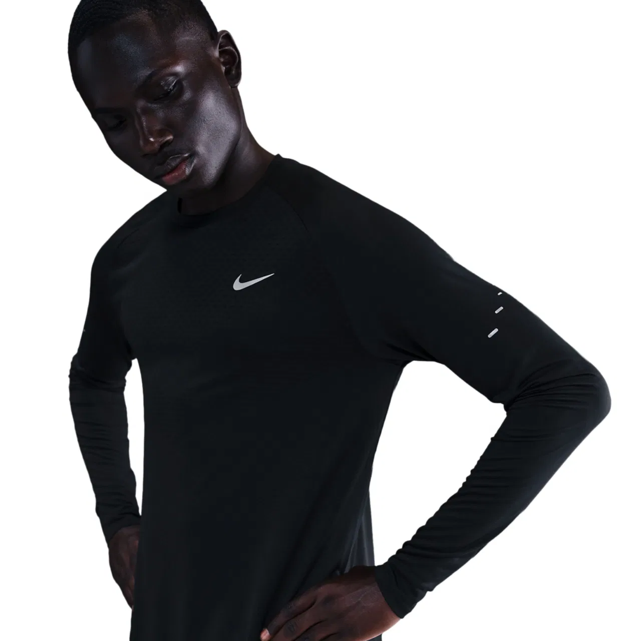 Мужская футболка с длинным рукавом Nike Dri-FIT ADV Stride LS Top, Black/Reflective Silver