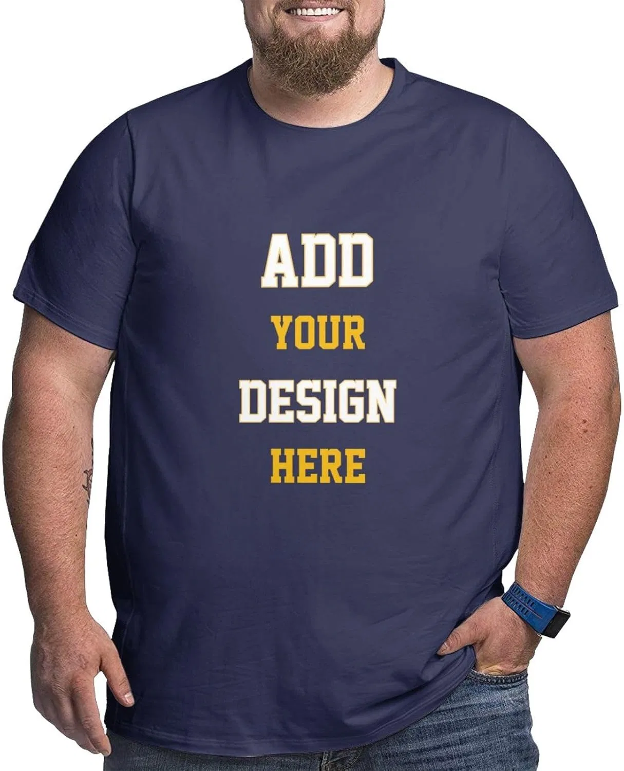 Мужская футболка свободного кроя Custom Picture T-shirts for Big and Tall Men, Navy Blue
