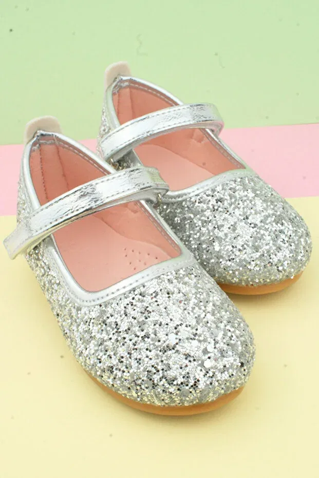 Детские балетки для девочек из искусственной кожи Nubebe, Silver — фото 4