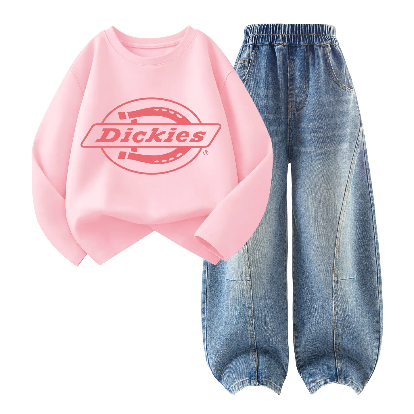 Детский спортивный костюм с принтом Dickies, Light Pink Solid Color Denim Light Blue