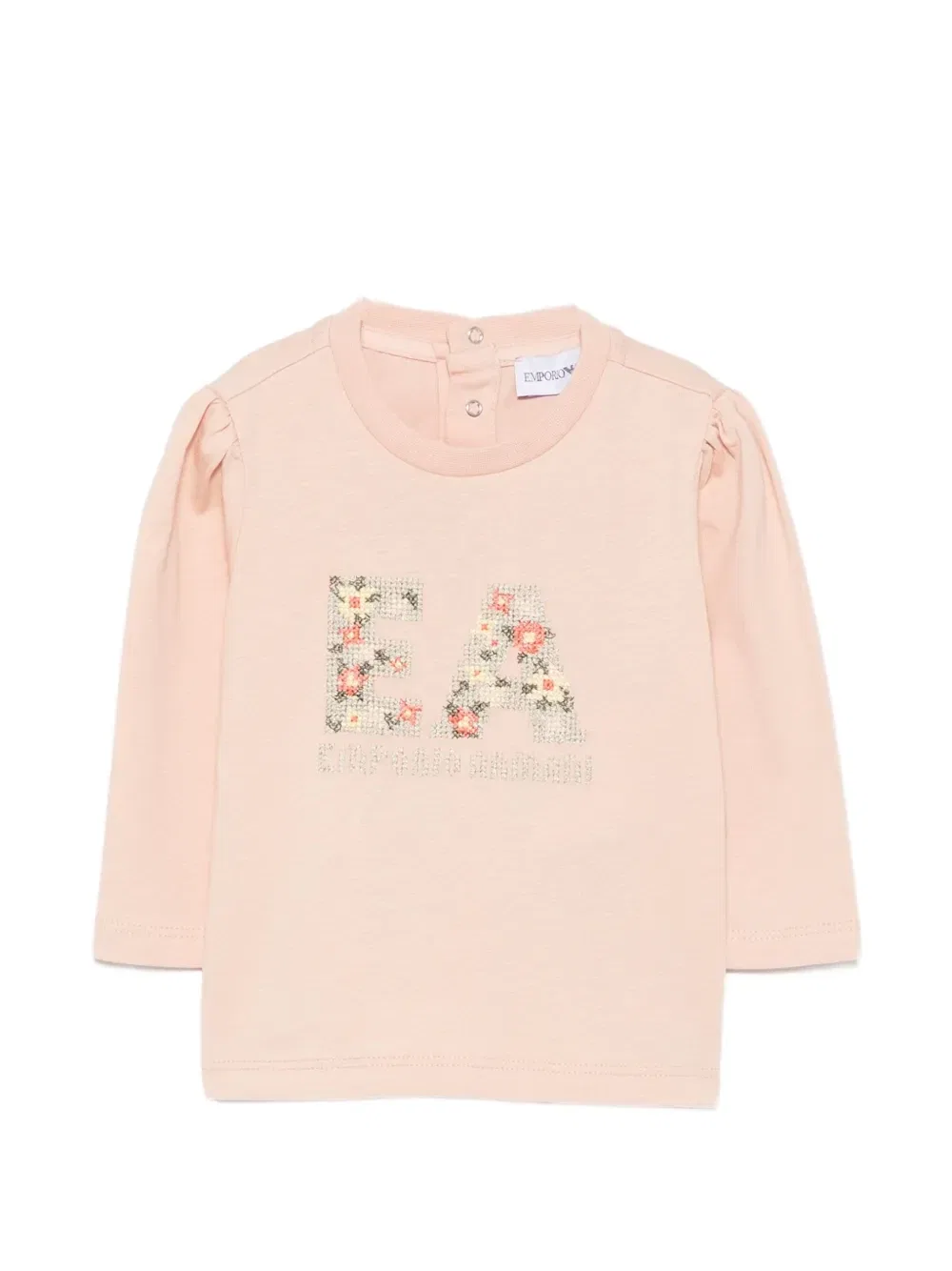 Футболка с логотипом и рукавами-фонариками Emporio Armani Kids, розовый