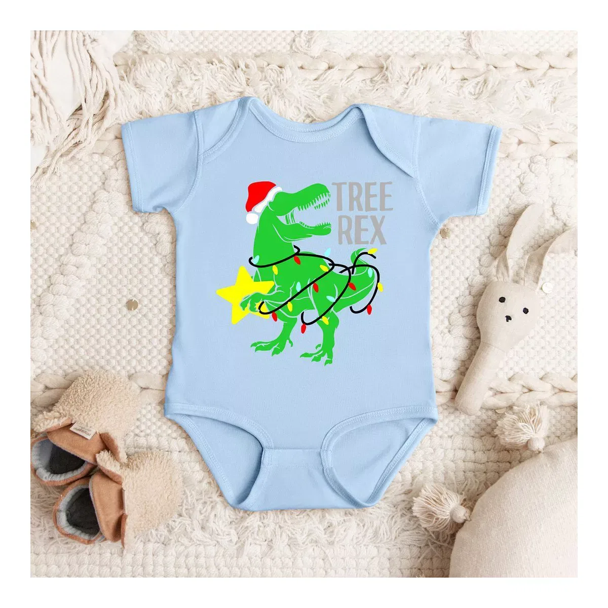 Детское боди с коротким рукавом Tree Rex The Juniper Shop, Light Blue — фото 2