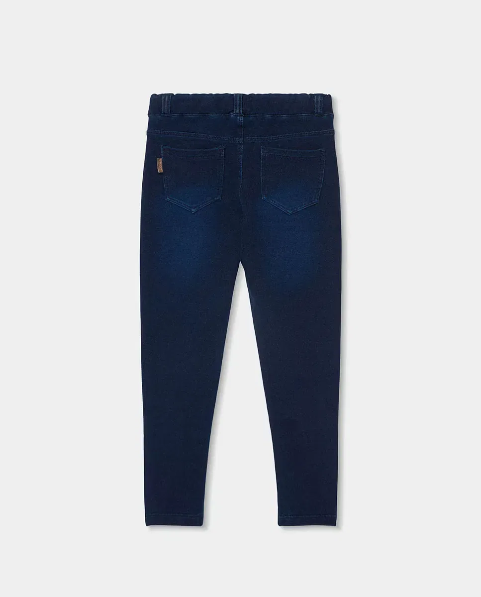 Детские джинсы для девочек из футера с завышенной талией Boboli, Azul Denim — фото 3