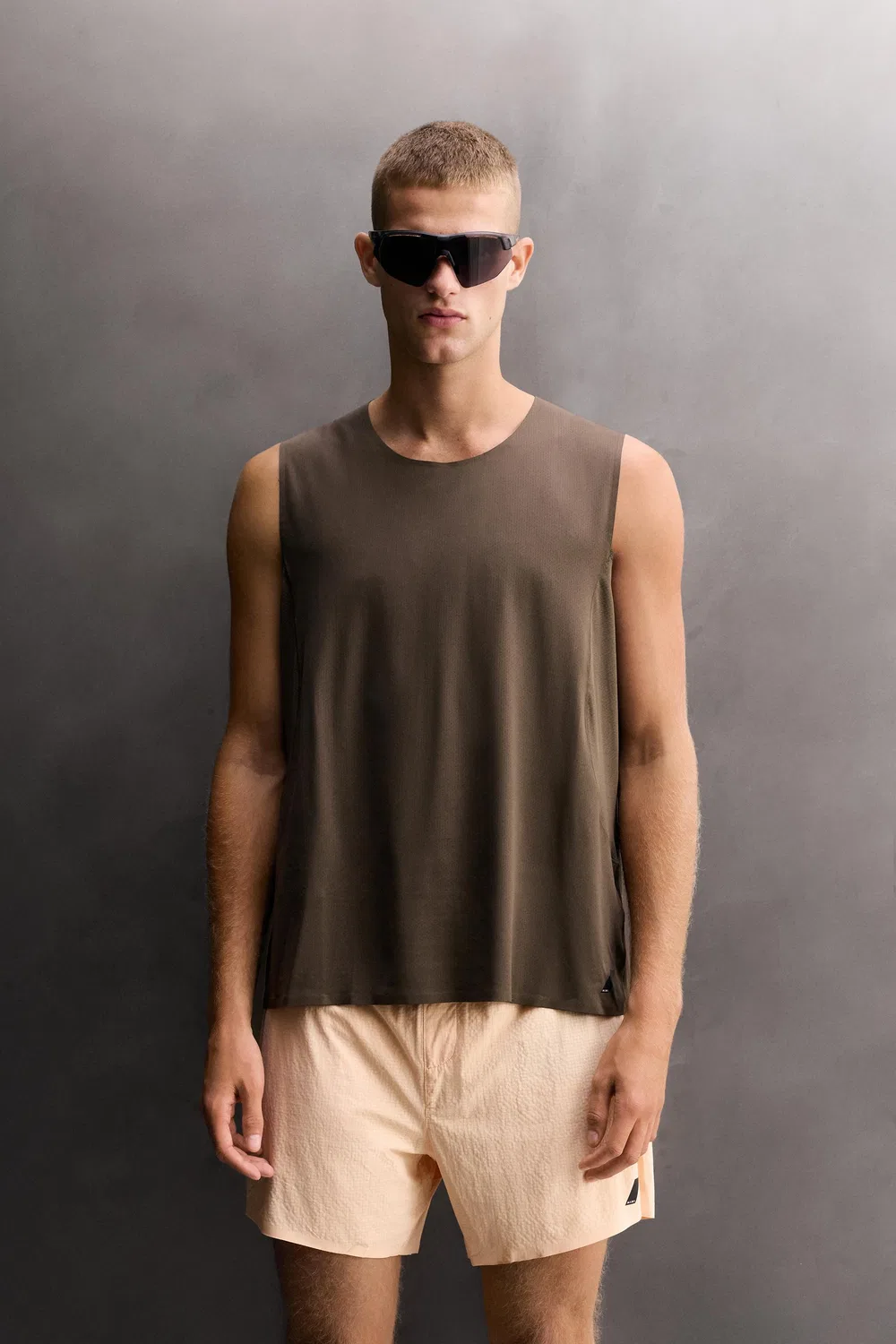 Беговая майка с графическим рисунком ZARA, Dark brown — фото 2