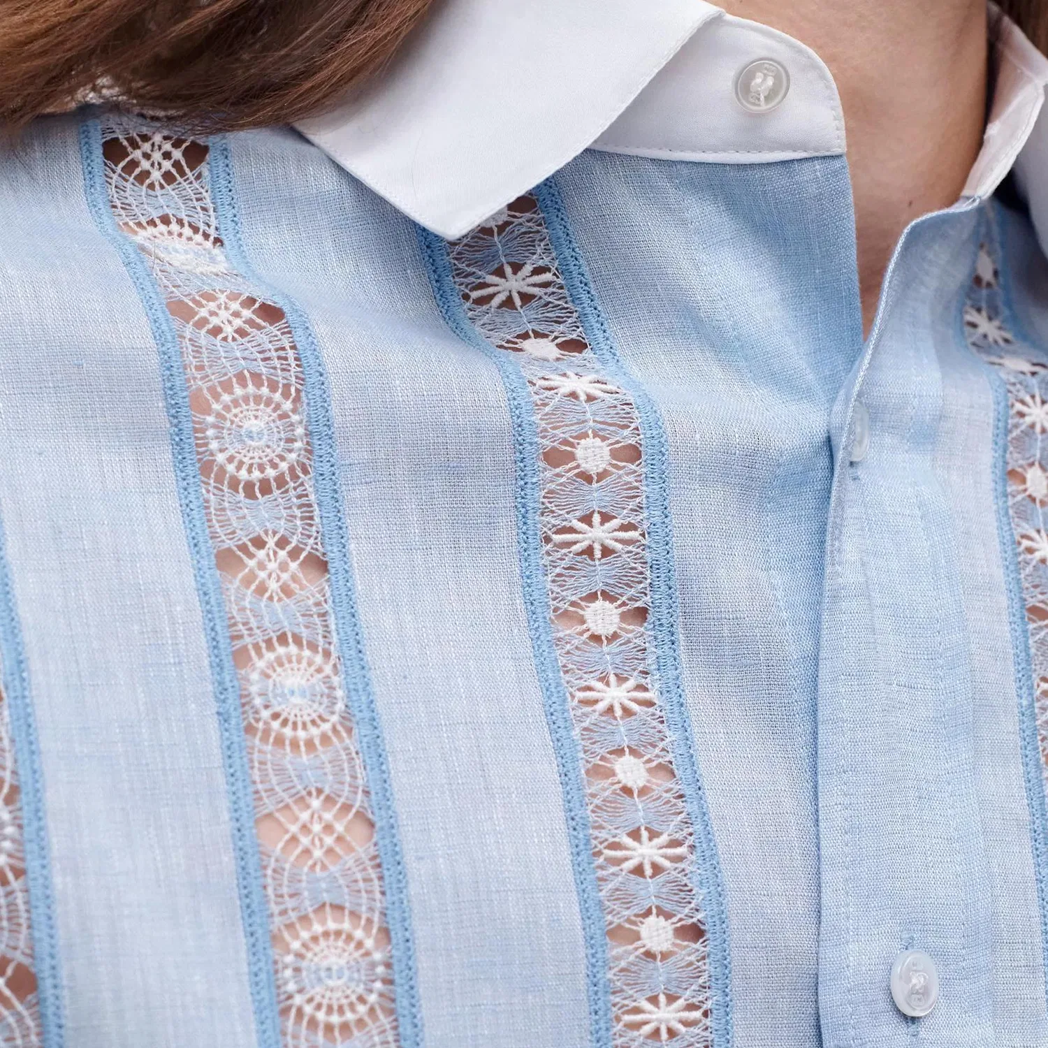 Женская рубашка с воротником и прямым кроем Light Blue DIOR, Light Blue — фото 4