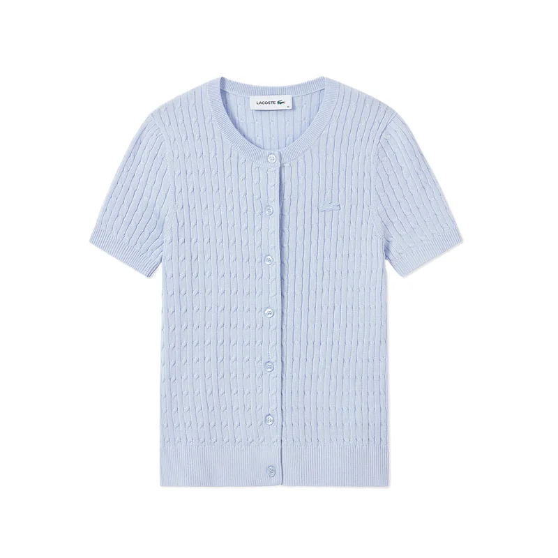 Вязаный свитер LACOSTE с круглым вырезом, нежно-голубой