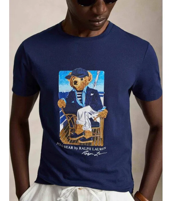Мужская футболка Custom Slim Fit Polo Ralph Lauren, Blu Marino — фото 4