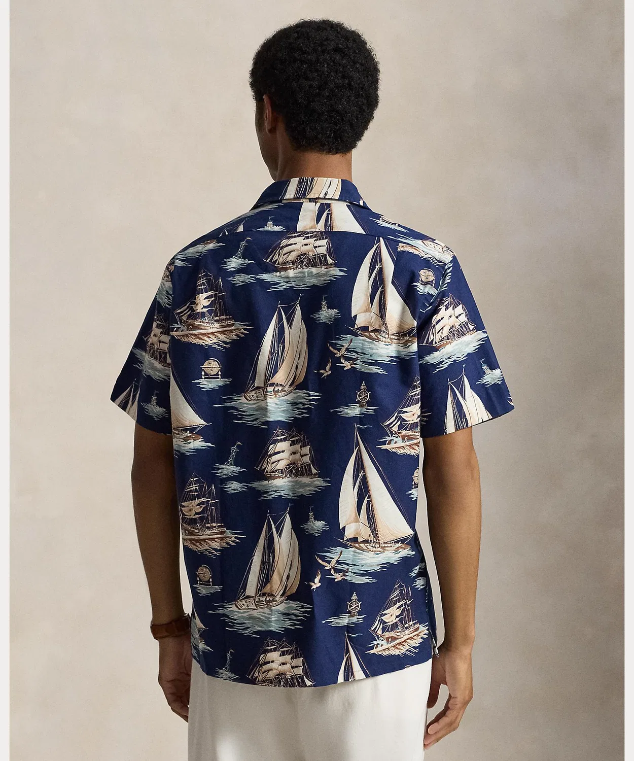 Мужская рубашка поло с длинным рукавоми принтом Sailboat Classic Fit Oxford POLO RALPH LAUREN, Multi — фото 4