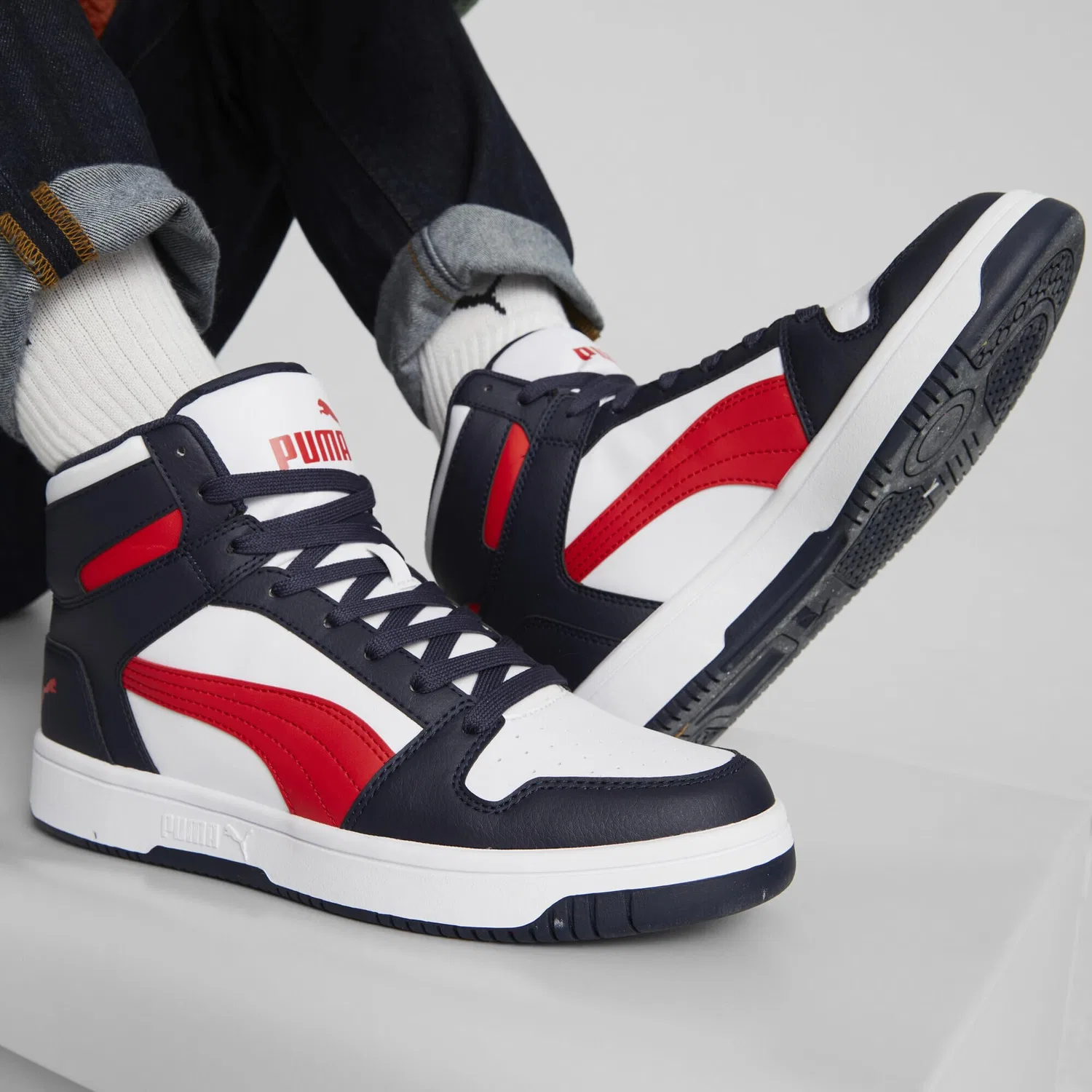 Детские кроссовки для девочек без каблука PUMA ST Runner NL Unisex Trainers PUMA, Parisian Night High Risk Red White Blue — фото 2