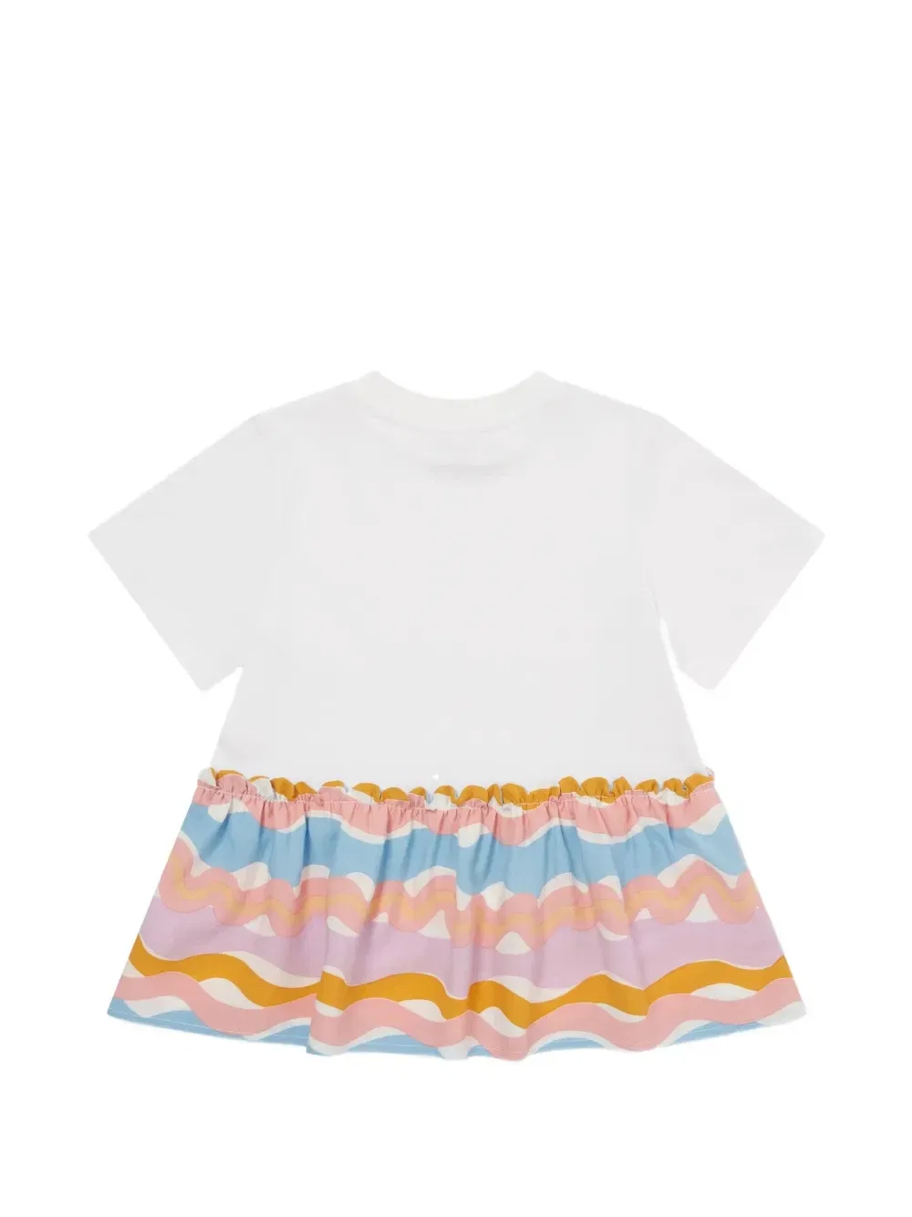 Платье-футболка с воланами по краю и принтом в виде волн Stella McCartney Kids, белый — фото 2