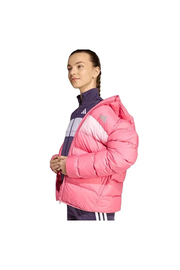 Детское зимнее пальто для девочек синтетическое утепленное Adidas, Pink — фото 3