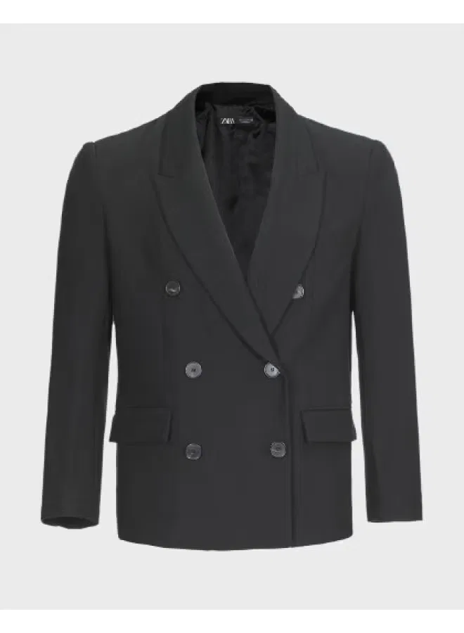 Блейзер с подплечниками дизайнерский Zara, черный
