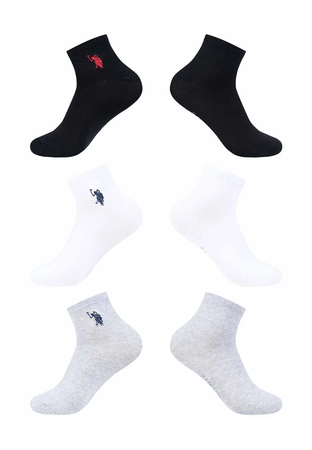 Мужские полуноски Quarter-Socken 6-pack U.S. Polo Assn., Grey Melange — фото 2