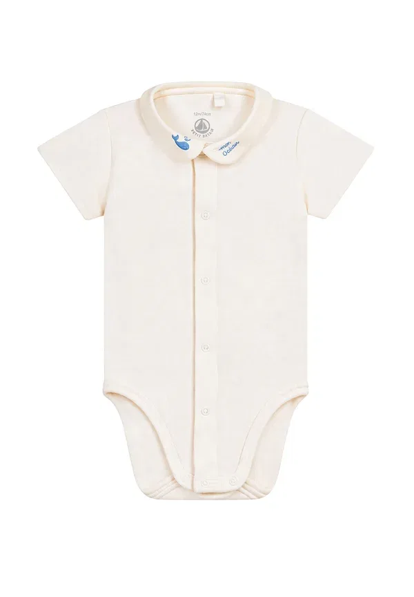 Футболка с вышивкой Body - shirt Petit Bateau, Ivory, слоновая кость