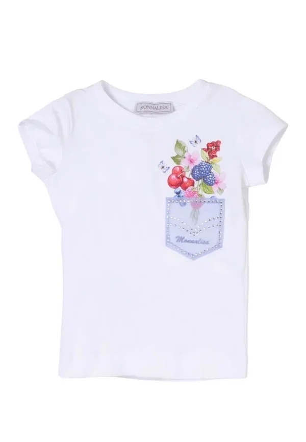 Футболка с пайетками Print t-shirt Monnalisa, белый