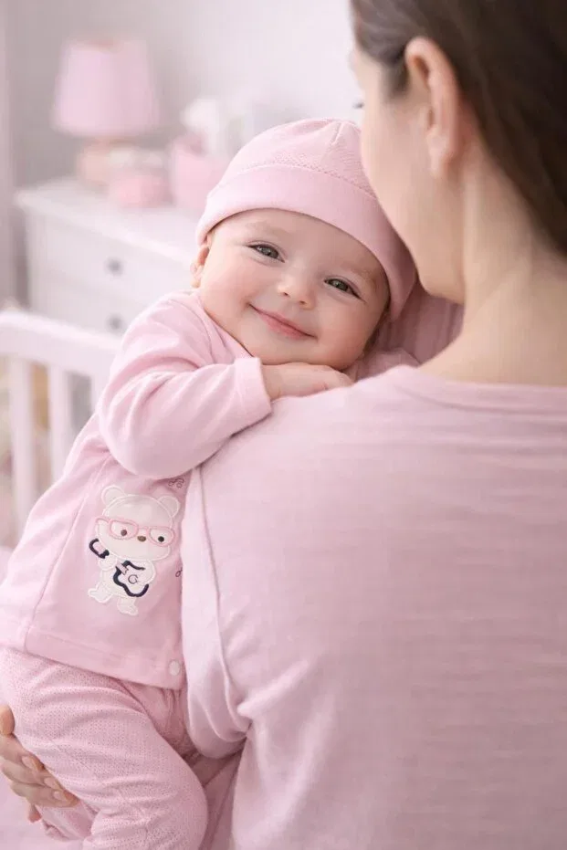 Детский для девочек комплект боди с принтом Bys Baby Fashion, Pembe Müzisyen — фото 4