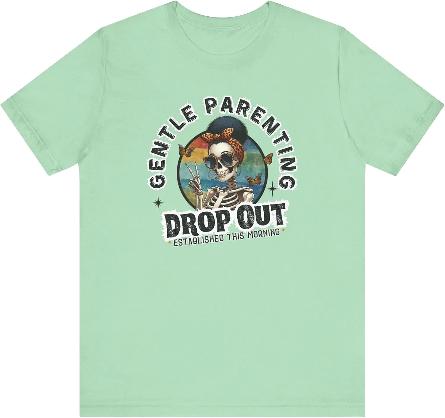 Футболка с принтом Gentle Parenting Drop Out Bella Canvas 3001, Mint