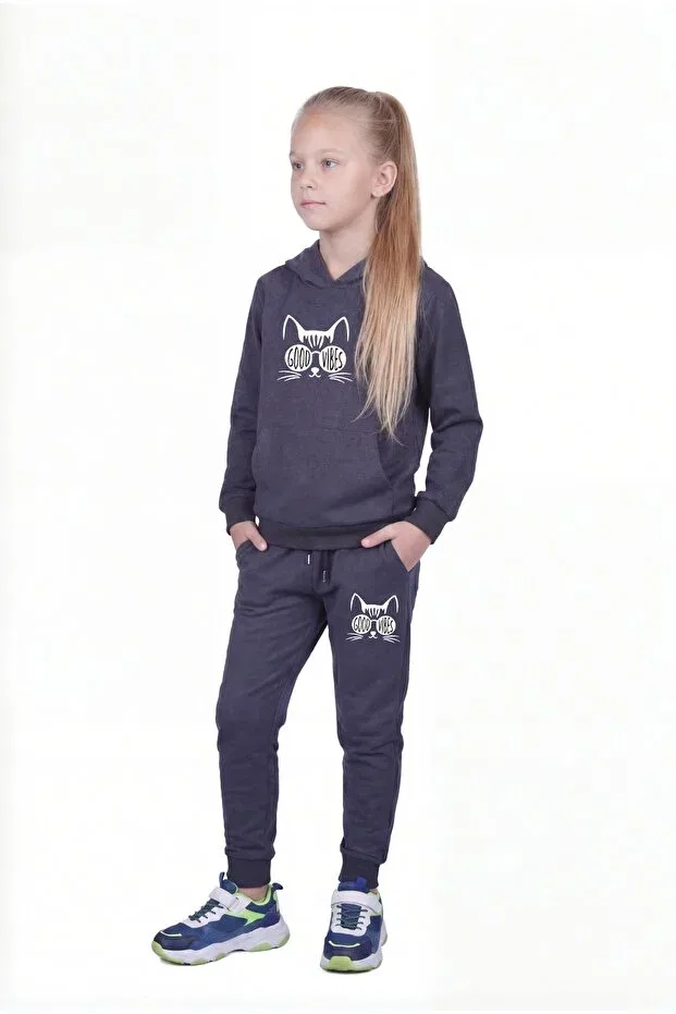 Детский спортивный комплект для девочек с принтом Fyk Kids, Smoke Grey — фото 2