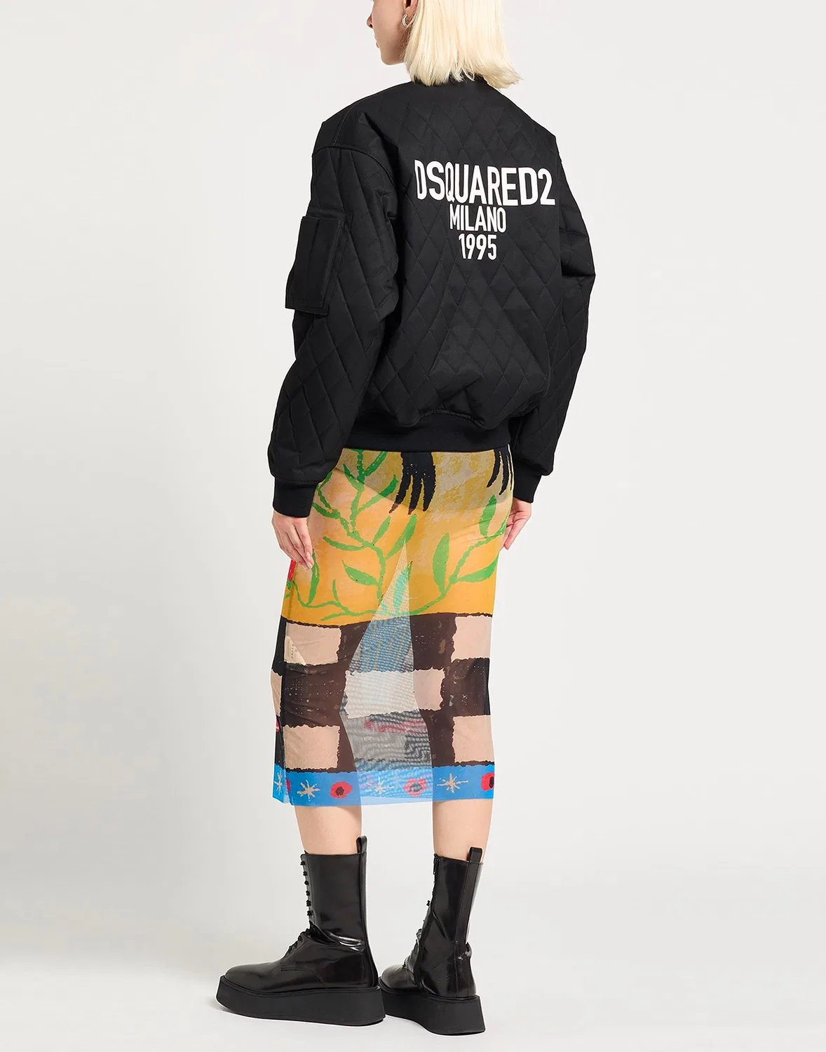 Женская стеганая куртка с воротником-стойкой Dsquared2, черный — фото 3