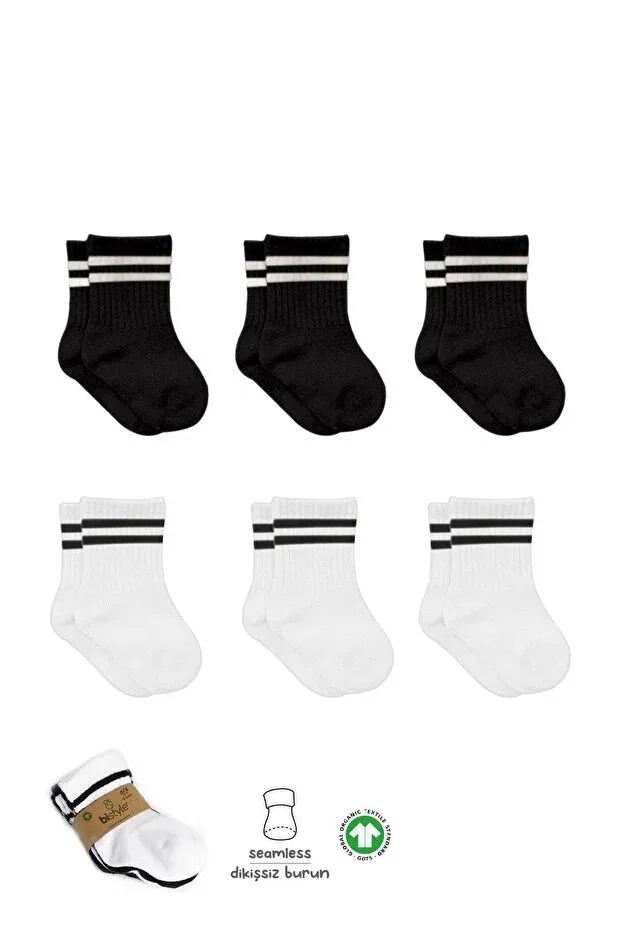 Детские носки для девочек хлопковые Bistyle, Black - White