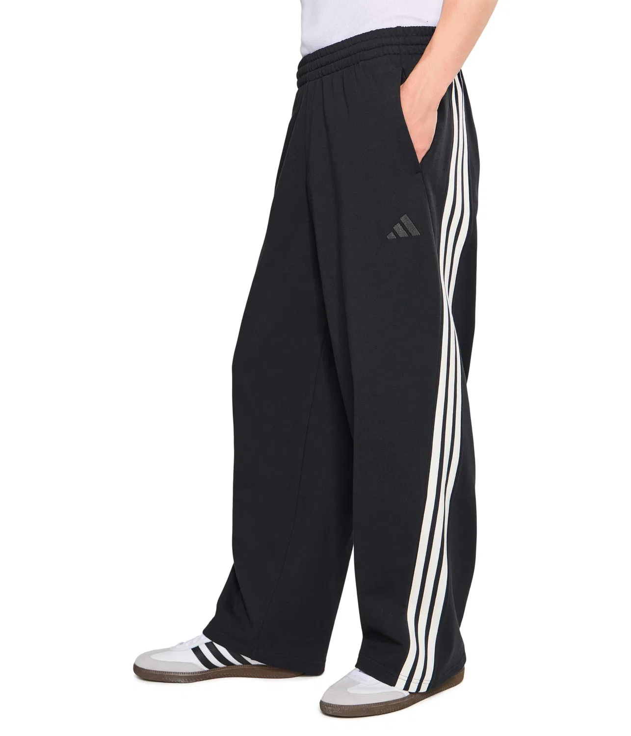 Комплект широких брюк с тремя полосками Adidas, Black/Off-White — фото 3